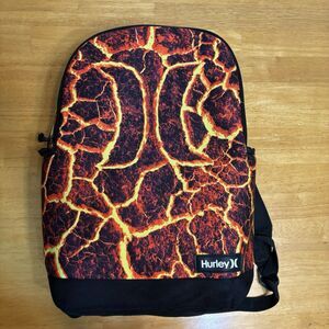 Hurley Backpack‎ Bag Lava Fire Kids Adult Large 17"x11"x5" School Book Tote